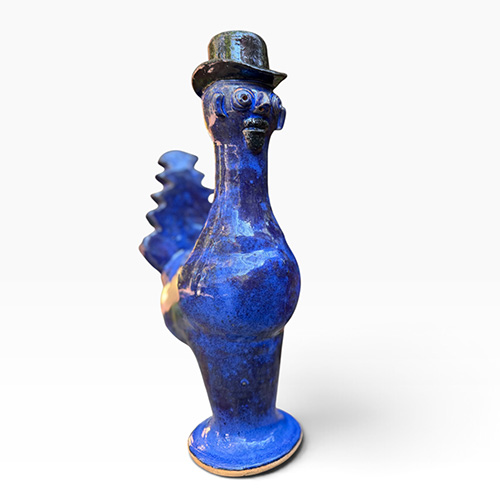 Stanley Ferguson 11" Cobalt Blue Chickenman Sculpture with Top Hat DP6483